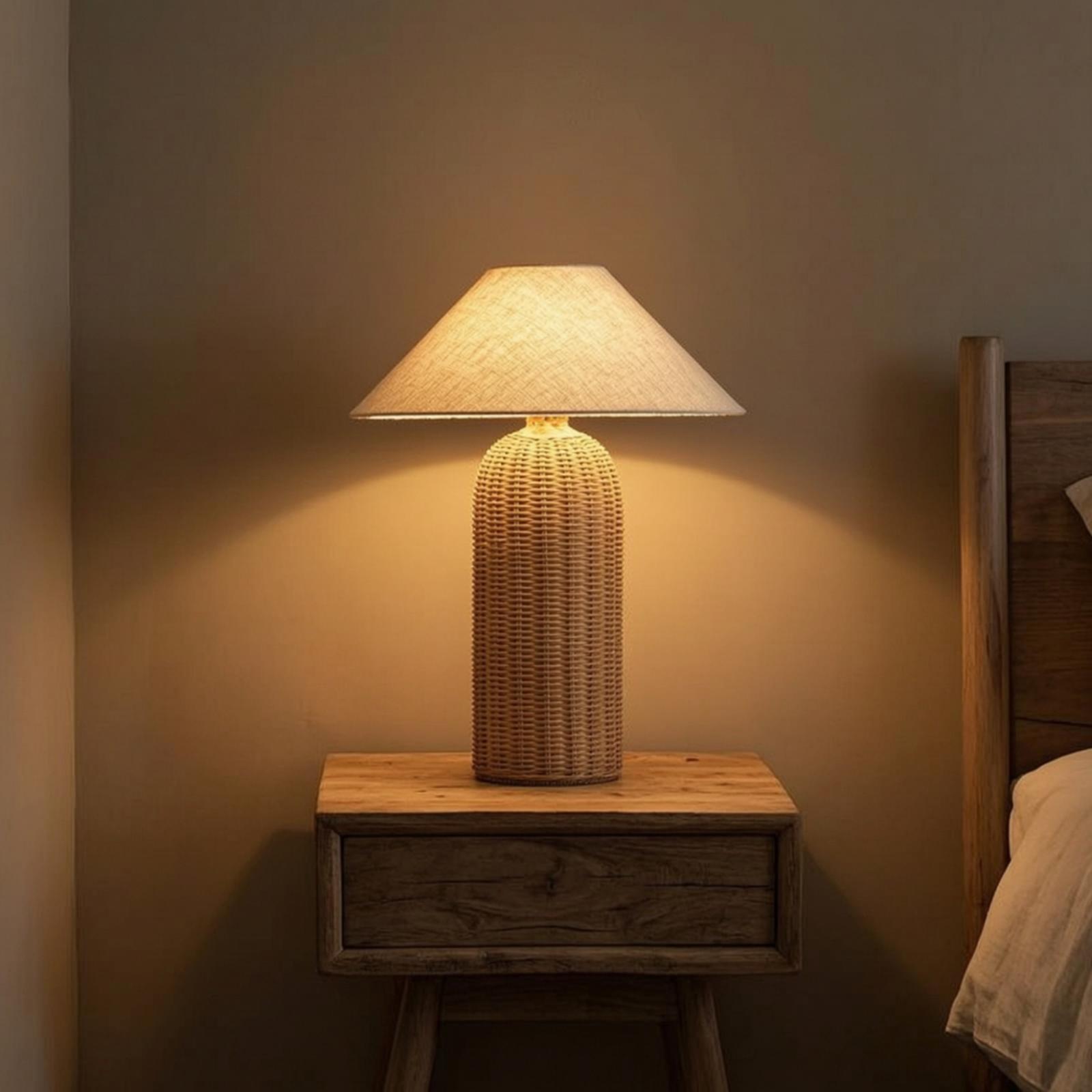Bedside Lamp Rattan Base Fabri - огляд і ціна Home Textile