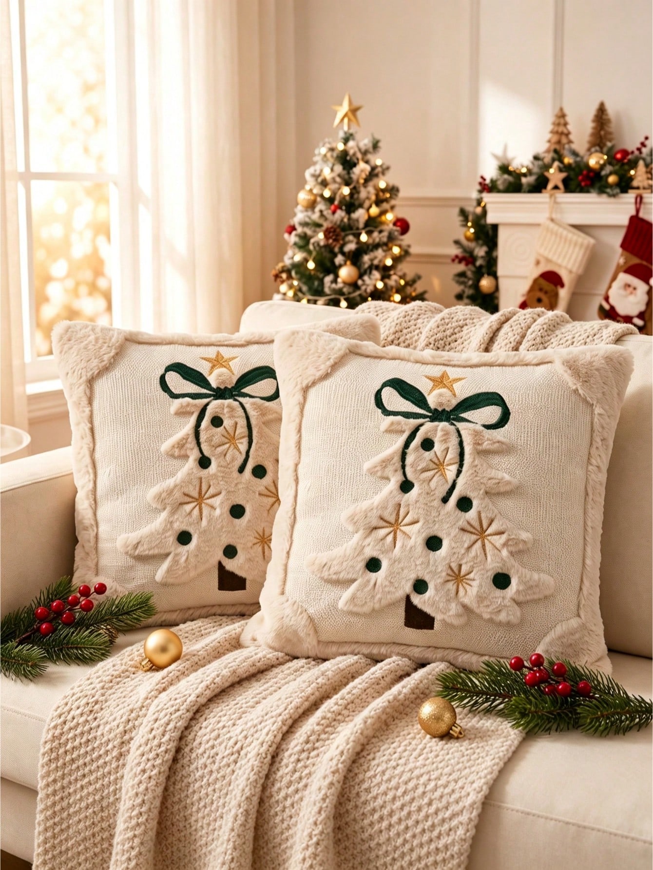2pcs 3D Jacquard Christmas Tre - огляд і ціна Pillow Insert 18X18
